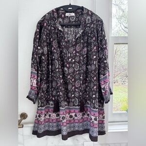 NATURAL LIFE Floral Mini Dress - Brown  and Pink